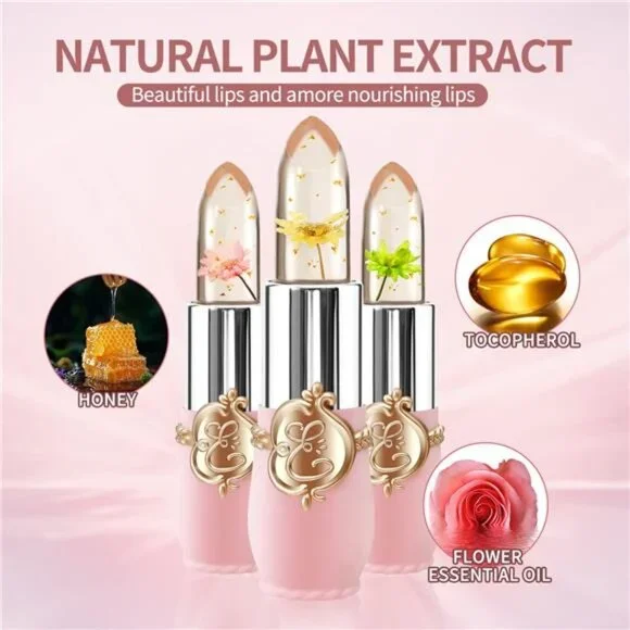 6 Pcs/Set Flower Jelly Lipstick Set Temperature Change Moisturizer Long Lasting - Picture 3 of 7